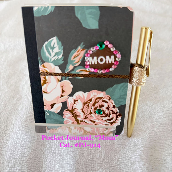 "Mom" Pocket Journal - Cat.# PJ-914 (with orange roses and lots of bling))
