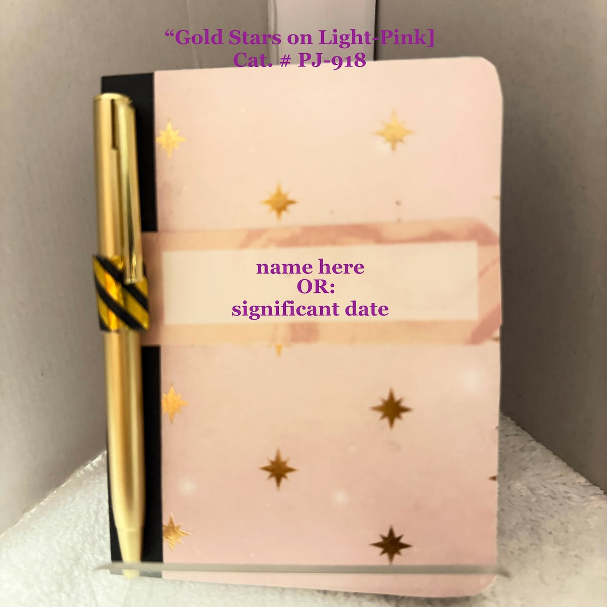 "Gold Stars on Light-Pink" Pocket Journal