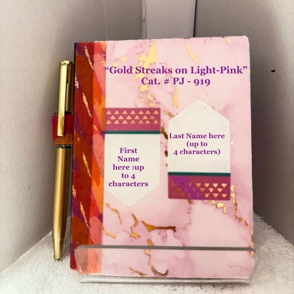 for Personalizing (golden streaks on light-pink) Pocket Journal - Cat.# PJ-919