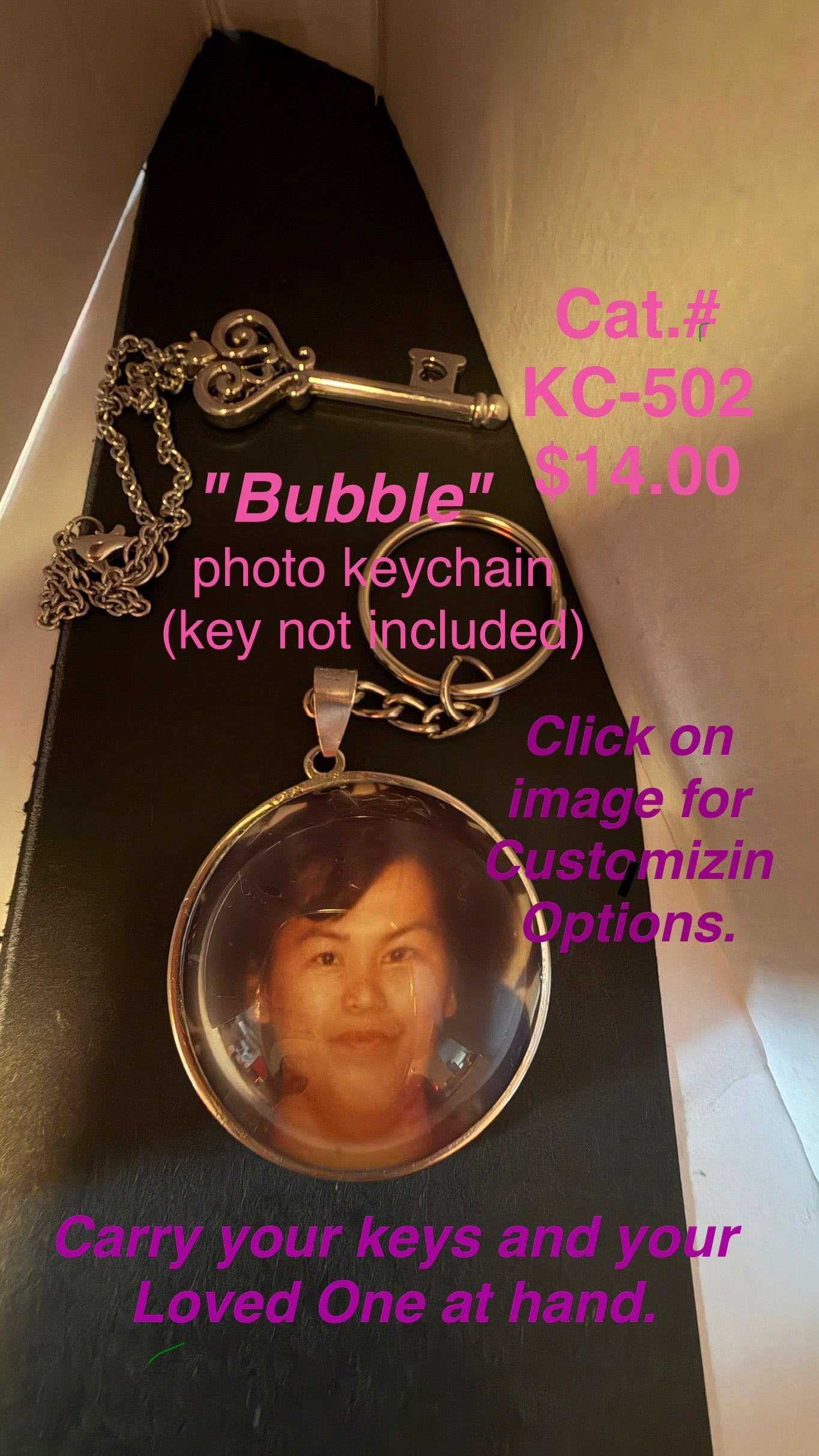 "Bold Bubble" Customized Photo Key Chain -[Cat.# KC-501]